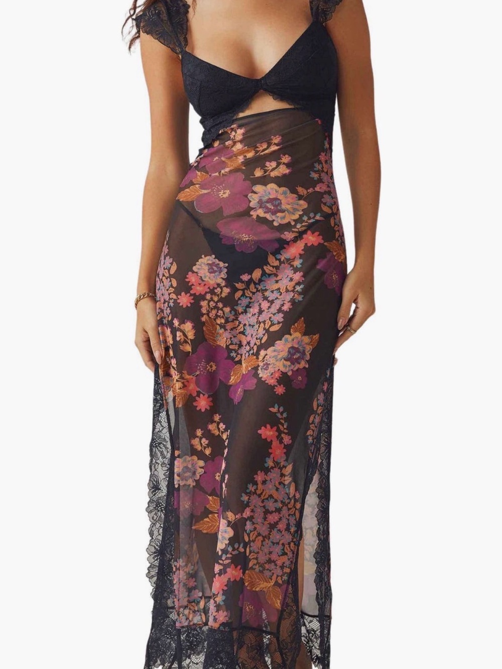 Free People sexy lace lingerie nightgown maxi dress
